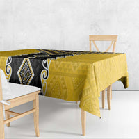 Yellow Niho Taniwha Mix Poutama Tablecloth Unique Taniko Aotearoa LT01 - Polynesian Pride