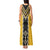 Yellow Niho Taniwha Mix Poutama Tank Maxi Dress Unique Taniko Aotearoa