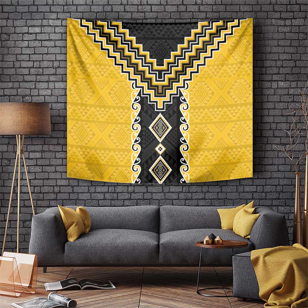 Yellow Niho Taniwha Mix Poutama Tapestry Unique Taniko Aotearoa LT01 Yellow - Polynesian Pride