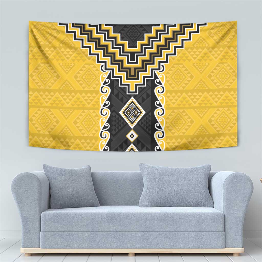 Yellow Niho Taniwha Mix Poutama Tapestry Unique Taniko Aotearoa LT01 - Polynesian Pride