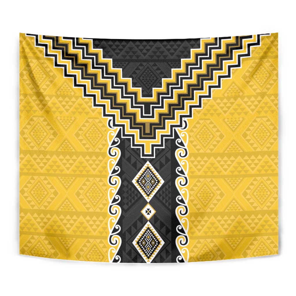 Yellow Niho Taniwha Mix Poutama Tapestry Unique Taniko Aotearoa LT01 - Polynesian Pride