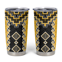 Yellow Niho Taniwha Mix Poutama Tumbler Cup Unique Taniko Aotearoa LT01 Yellow - Polynesian Pride