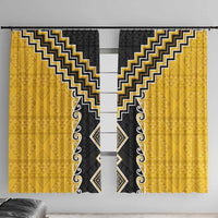 Yellow Niho Taniwha Mix Poutama Window Curtain Unique Taniko Aotearoa LT01 With Hooks Yellow - Polynesian Pride