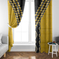 Yellow Niho Taniwha Mix Poutama Window Curtain Unique Taniko Aotearoa LT01 - Polynesian Pride