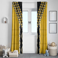 Yellow Niho Taniwha Mix Poutama Window Curtain Unique Taniko Aotearoa LT01 - Polynesian Pride