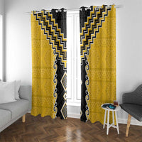 Yellow Niho Taniwha Mix Poutama Window Curtain Unique Taniko Aotearoa LT01 With Grommets Yellow - Polynesian Pride
