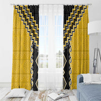Yellow Niho Taniwha Mix Poutama Window Curtain Unique Taniko Aotearoa LT01 - Polynesian Pride