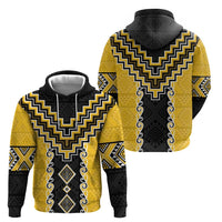 Yellow Niho Taniwha Mix Poutama Zip Hoodie Unique Taniko Aotearoa LT01 - Polynesian Pride