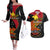 Personalised Papua New Guinea Independence Day Couples Matching Off The Shoulder Long Sleeve Dress and Hawaiian Shirt Happy PNG 48th Anniversary LT01 Black - Polynesian Pride