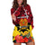 Papua New Guinea Hoodie Dress Bird Of Paradise Mix Polynesian Pattern LT01 Red - Polynesian Pride