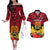 Personalised Papua New Guinea Couples Matching Off The Shoulder Long Sleeve Dress and Hawaiian Shirt Bird Of Paradise Mix Polynesian Pattern LT01 Red - Polynesian Pride