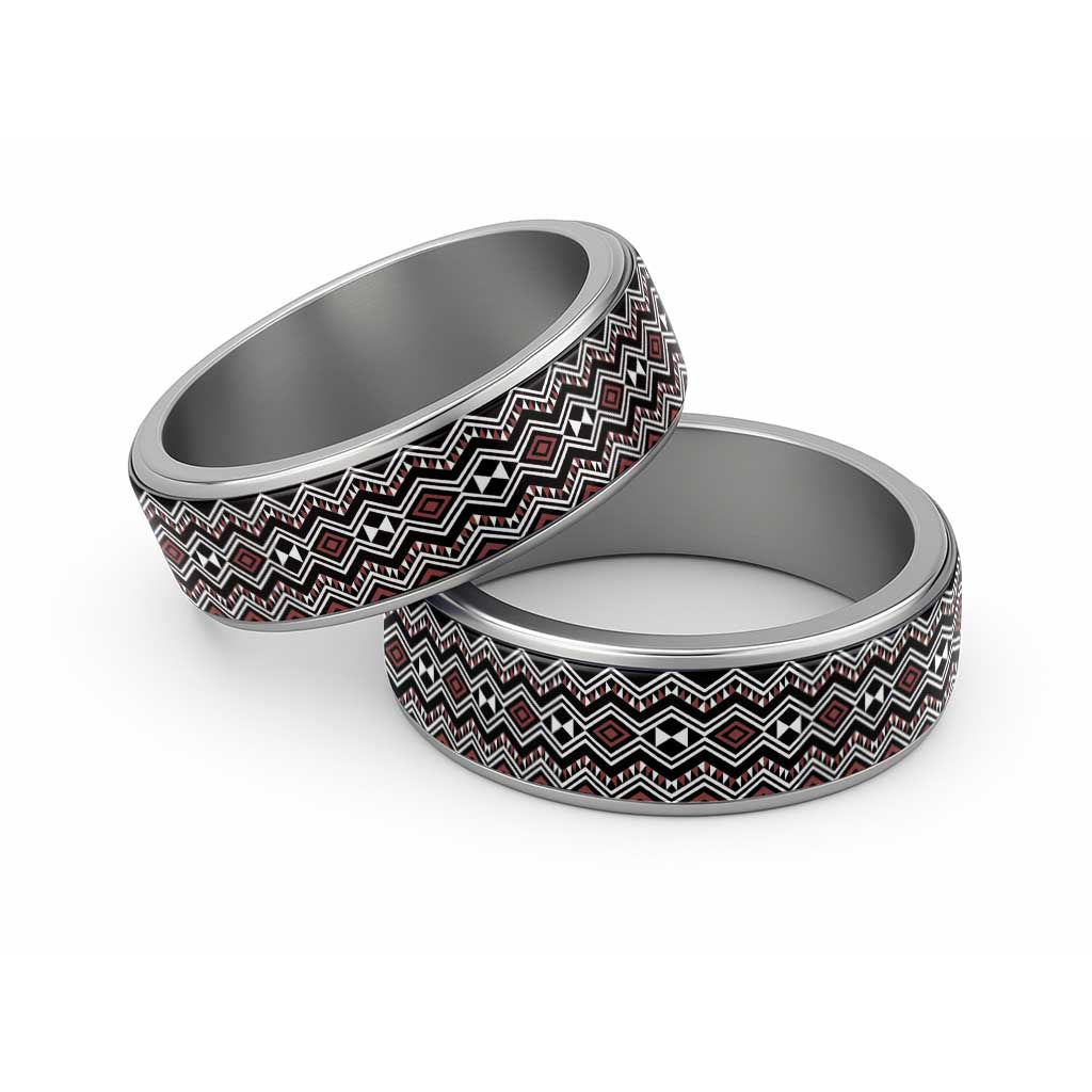 Aotearoa Brown Taniko Pattern Special Classic Ring LT01 Sliver Brown - Polynesian Pride