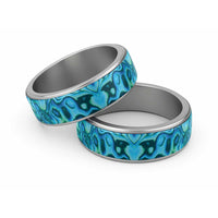 Turquoise Paua Shell Pattern Unique Classic Ring LT01 Sliver Turquoise - Polynesian Pride
