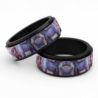 Purple Pastel Paua Shell Pattern Unique Spinner Ring LT01 Black Purple - Polynesian Pride