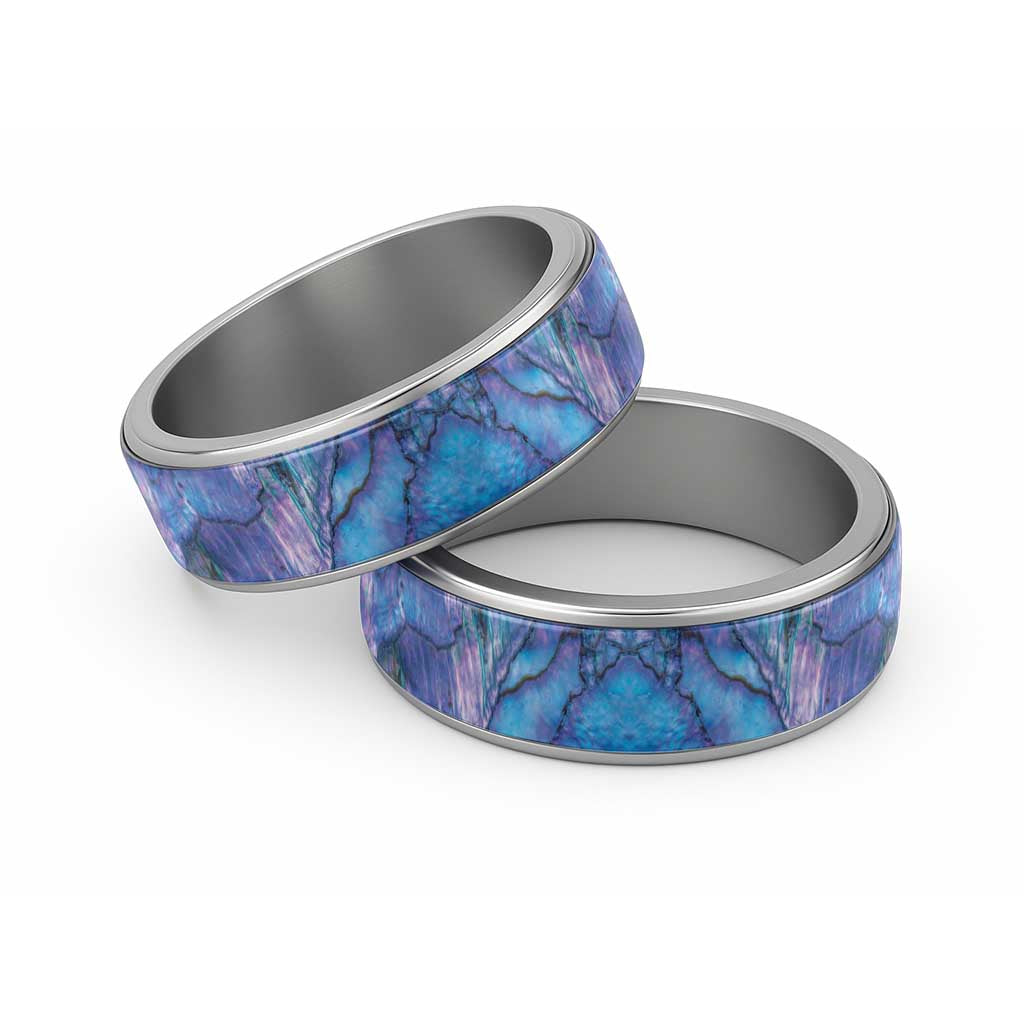 Lilac Paua Shell Pattern Unique Classic Ring LT01 Sliver Purple - Polynesian Pride