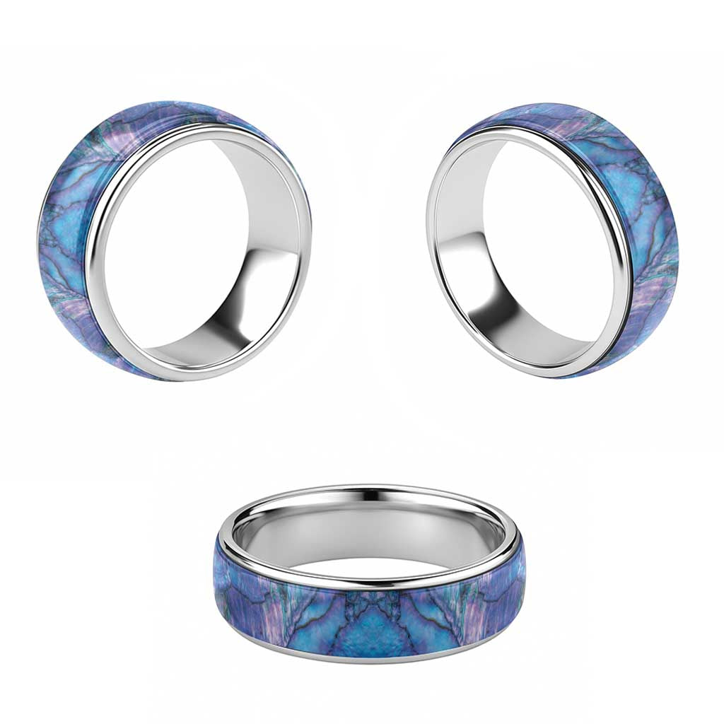 Lilac Paua Shell Pattern Unique Classic Ring LT01 - Polynesian Pride