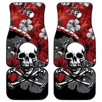 Hawaii Halloween Car Mats Hibiscus Skull Kakau Pattern LT01 Red - Polynesian Pride
