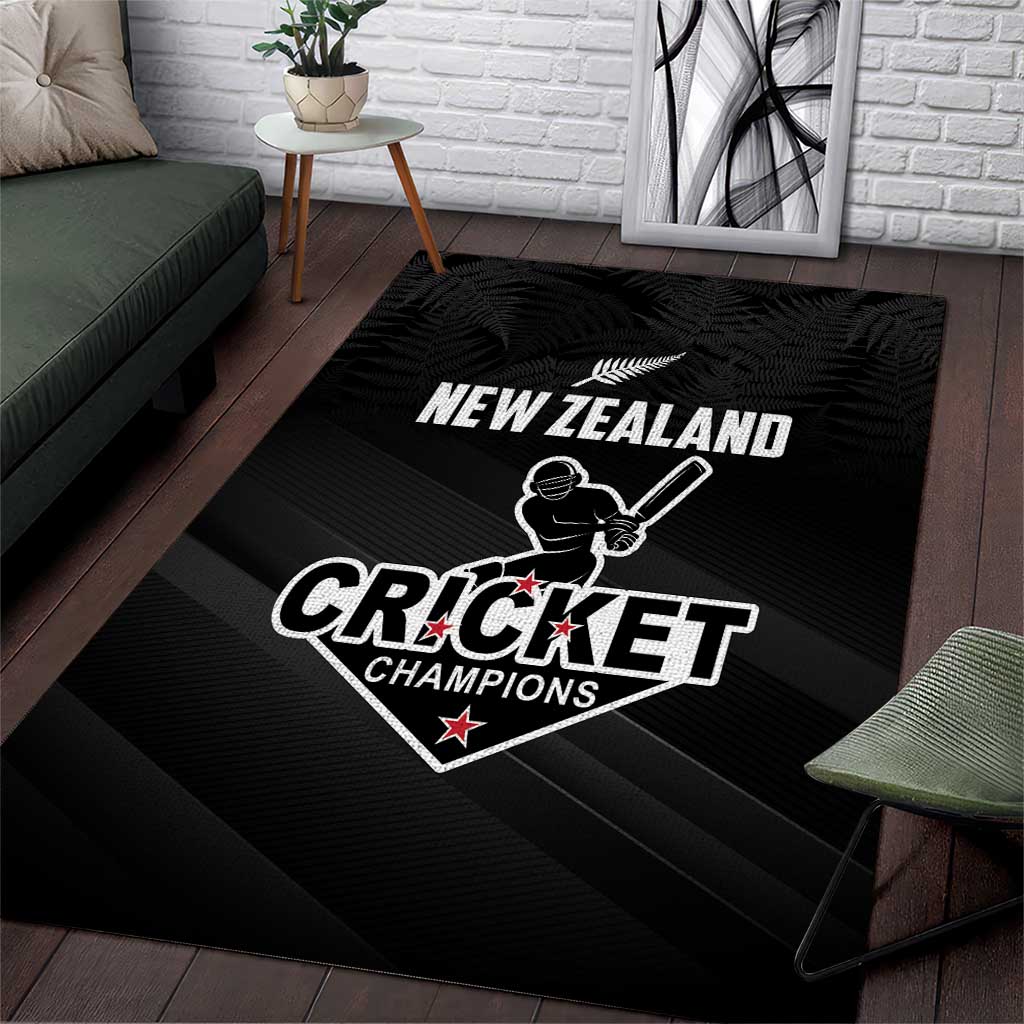 New Zealand Cricket Area Rug Aotearoa Black Cap Come On LT01 Black - Polynesian Pride
