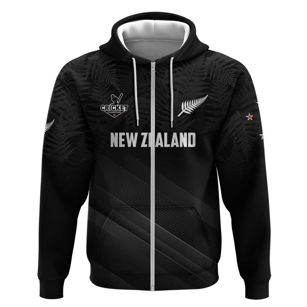 Custom New Zealand Cricket Hoodie Aotearoa Black Cap Come On LT01 Zip Hoodie Black - Polynesian Pride
