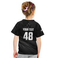 Custom New Zealand Cricket Kid T Shirt Aotearoa Black Cap Come On LT01 - Polynesian Pride
