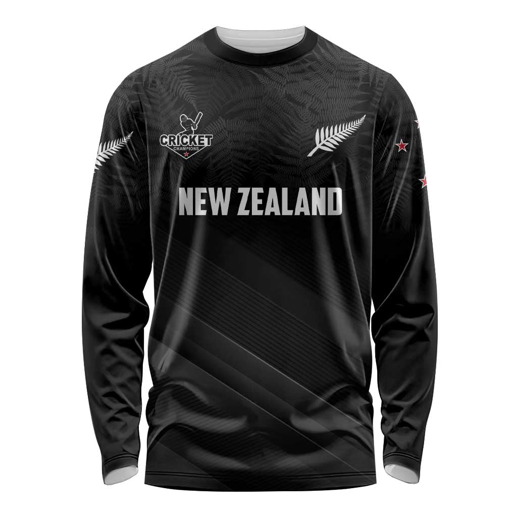 Custom New Zealand Cricket Long Sleeve Shirt Aotearoa Black Cap Come On LT01 Unisex Black - Polynesian Pride