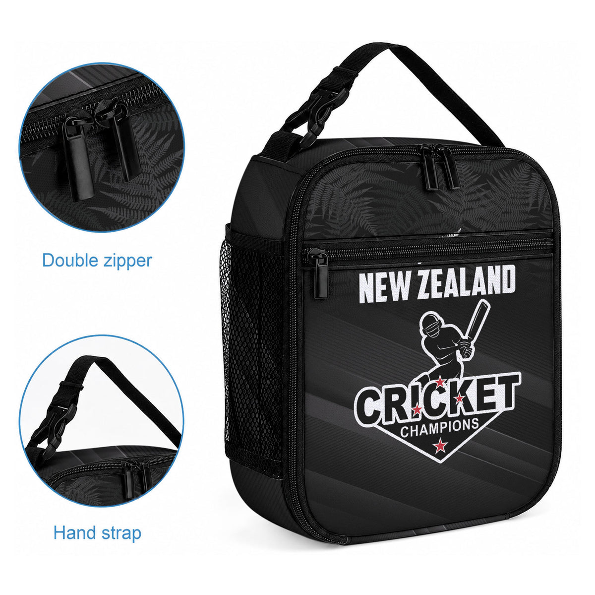 New Zealand Cricket Lunch Bag Aotearoa Black Cap Come On