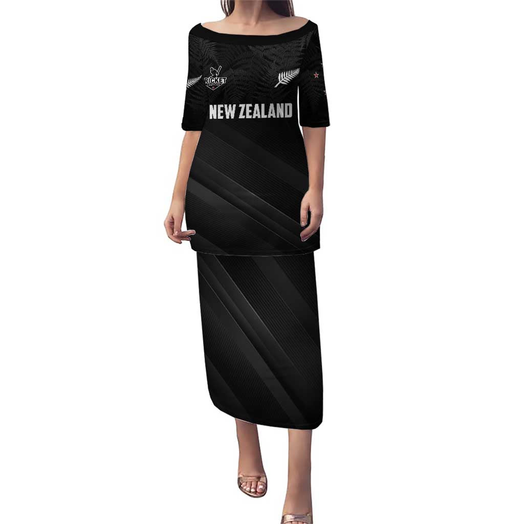 Custom New Zealand Cricket Puletasi Aotearoa Black Cap Come On LT01 Long Dress Black - Polynesian Pride