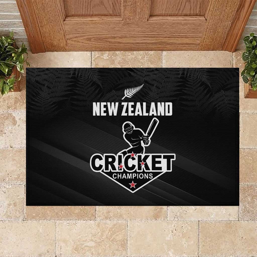 New Zealand Cricket Rubber Doormat Aotearoa Black Cap Come On LT01 Black - Polynesian Pride