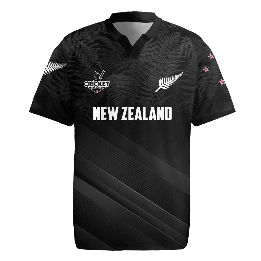 Custom New Zealand Cricket Rugby Jersey Aotearoa Black Cap Come On LT01 Black - Polynesian Pride