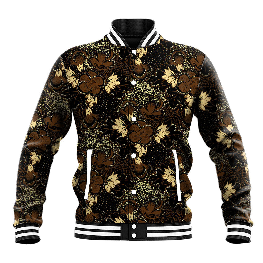 Javanese Batik Semen Baseball Jacket Indonesian Traditional Pattern LT01 Unisex Black - Polynesian Pride
