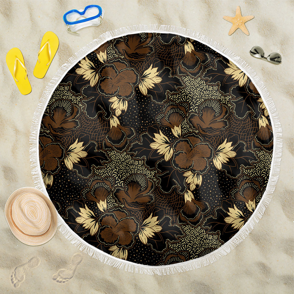 Javanese Batik Semen Beach Blanket Indonesian Traditional Pattern LT01 One Size 150cm Black - Polynesian Pride