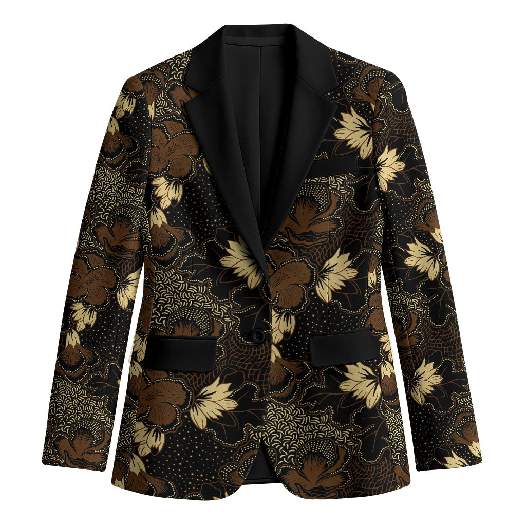 Javanese Batik Semen Blazer Indonesian Traditional Pattern LT01 Unisex Black - Polynesian Pride