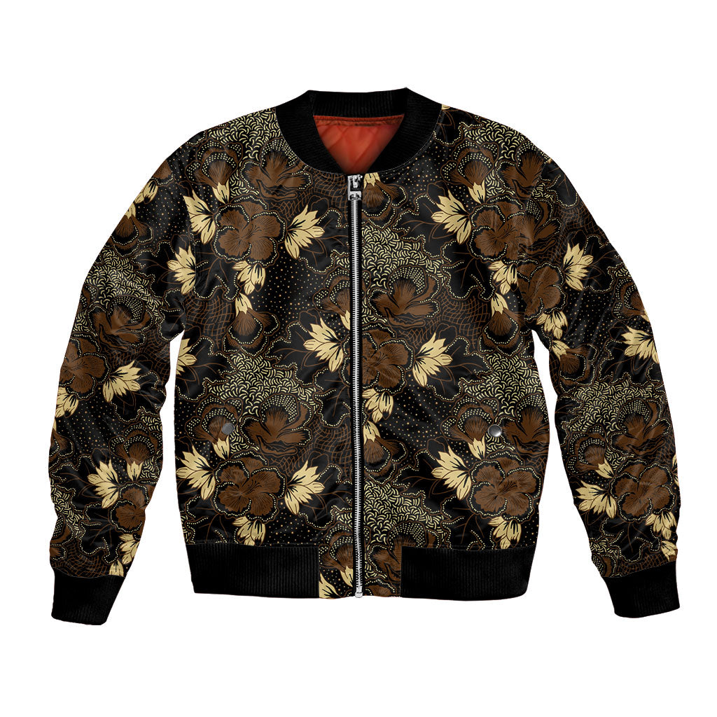 Javanese Batik Semen Bomber Jacket Indonesian Traditional Pattern LT01 Unisex Black - Polynesian Pride