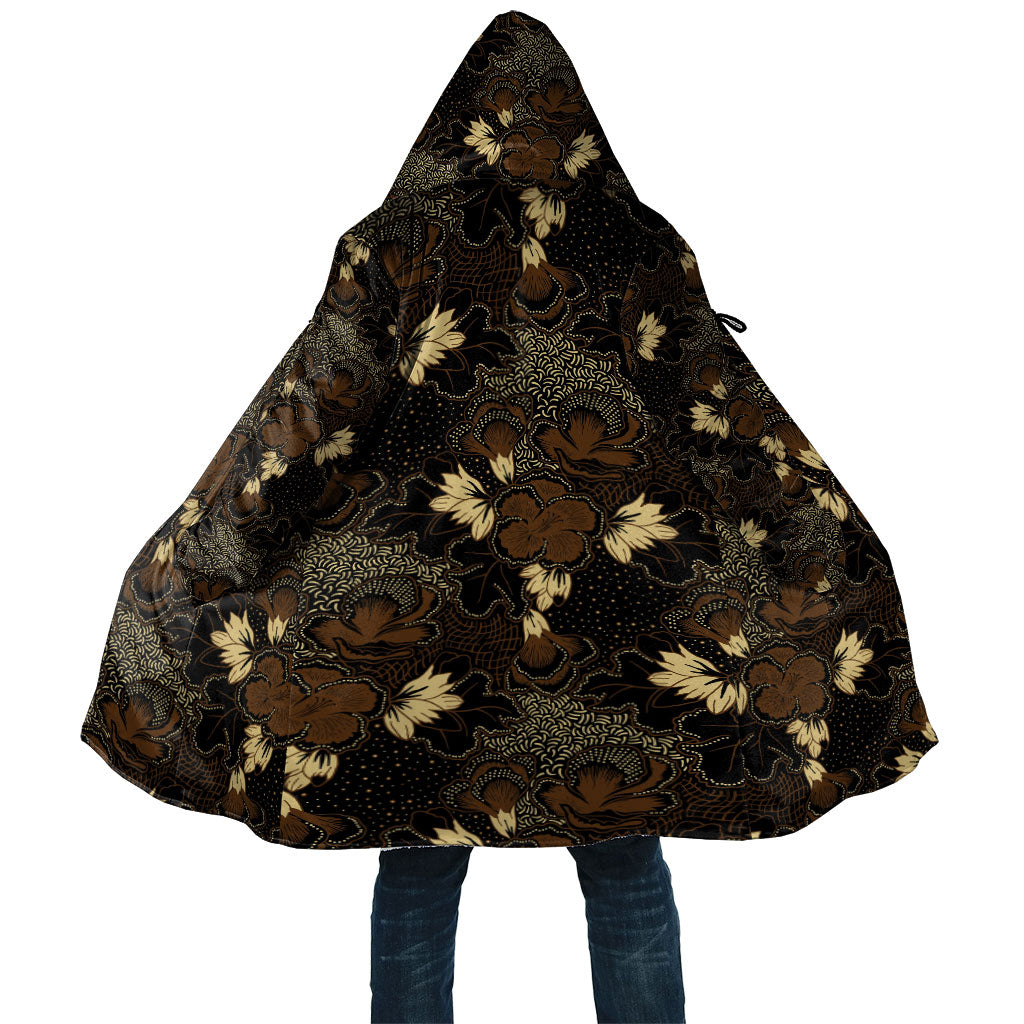 Javanese Batik Semen Cloak Indonesian Traditional Pattern LT01 Unisex Black - Polynesian Pride