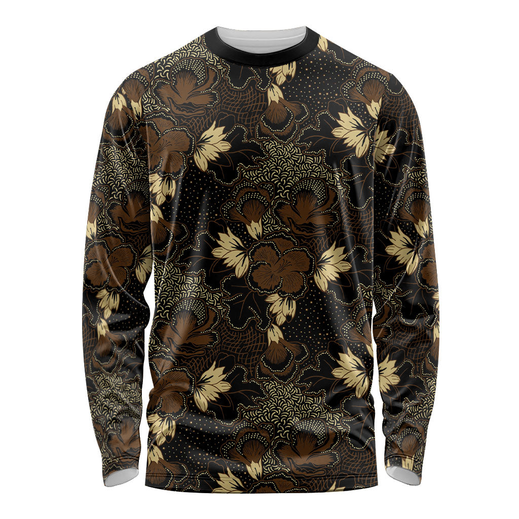 Javanese Batik Semen Long Sleeve Shirt Indonesian Traditional Pattern LT01 Unisex Black - Polynesian Pride
