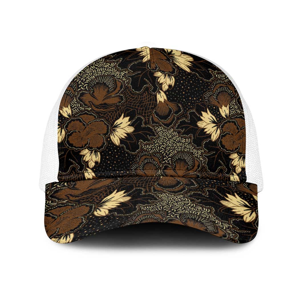 Javanese Batik Semen Mesh Trucker Cap Indonesian Traditional Pattern LT01 One Size White Black - Polynesian Pride