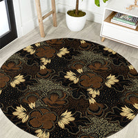 Javanese Batik Semen Round Carpet Indonesian Traditional Pattern LT01 Black - Polynesian Pride