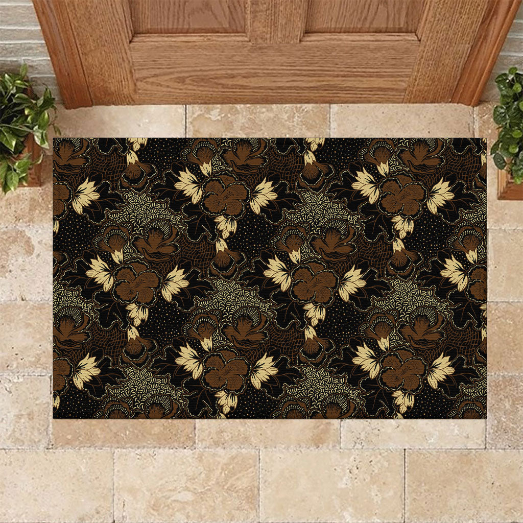 Javanese Batik Semen Rubber Doormat Indonesian Traditional Pattern LT01 Black - Polynesian Pride