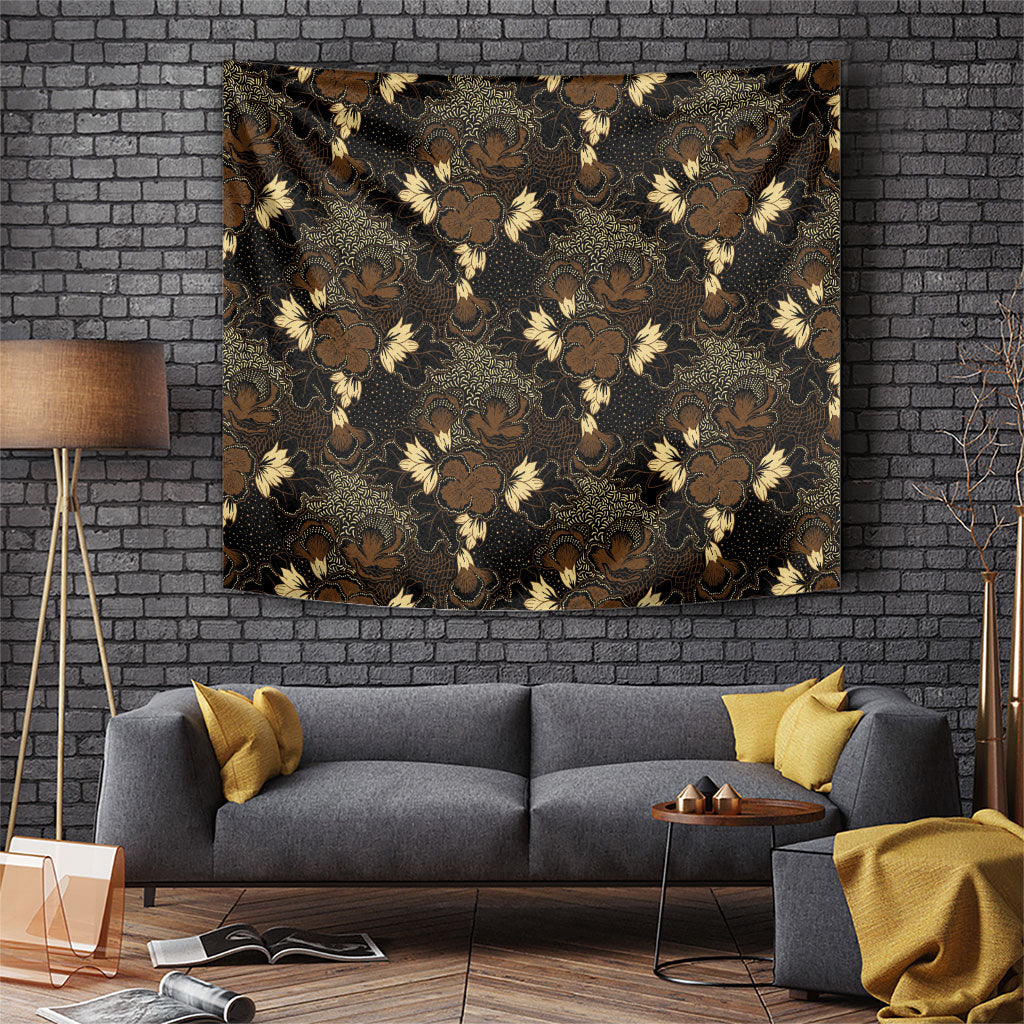 Javanese Batik Semen Tapestry Indonesian Traditional Pattern LT01 Black - Polynesian Pride
