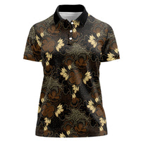 Javanese Batik Semen Women Polo Shirt Indonesian Traditional Pattern LT01 Female Black - Polynesian Pride