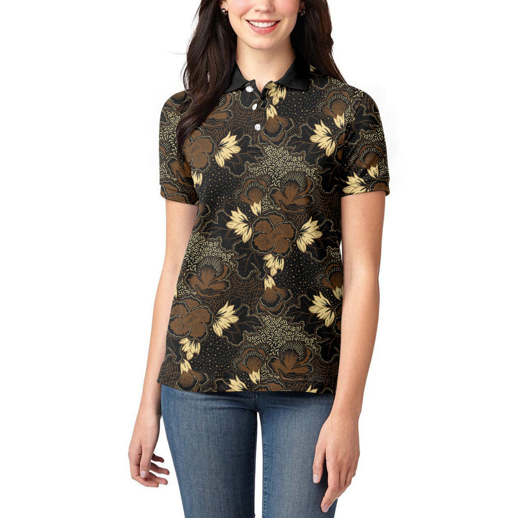 Javanese Batik Semen Women Polo Shirt Indonesian Traditional Pattern LT01 - Polynesian Pride
