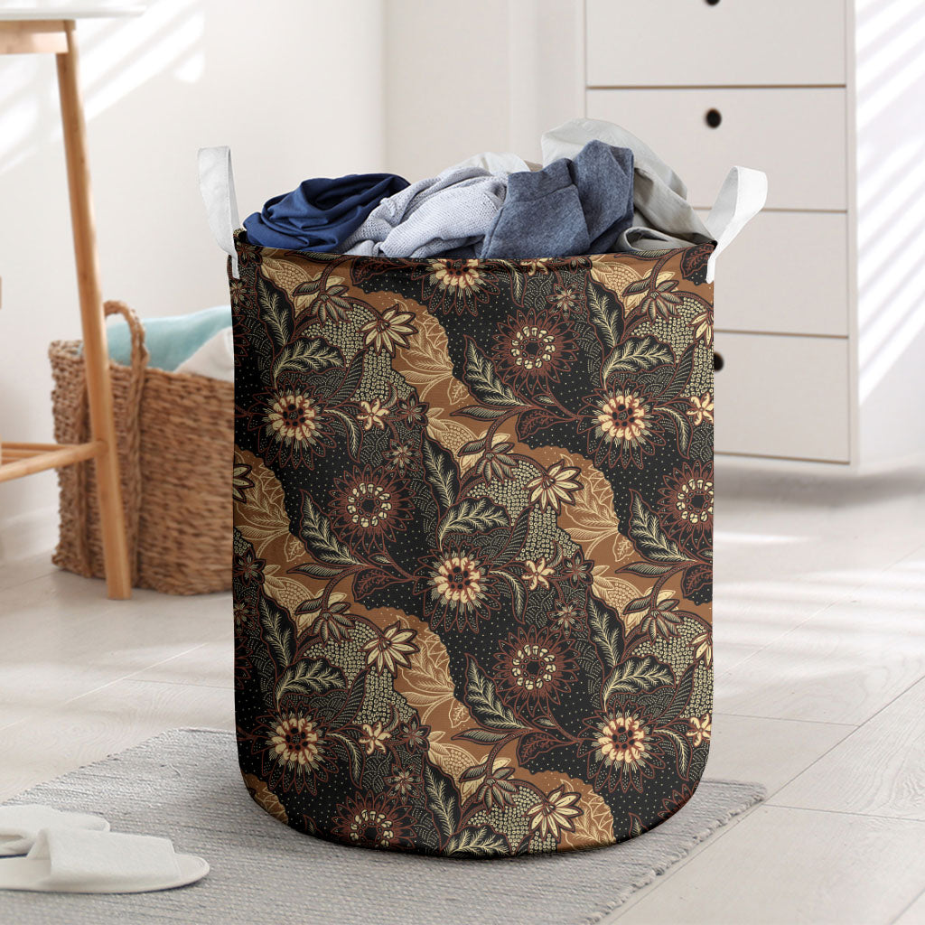 Batik Pedalaman Semen Lereng Style Laundry Basket Indonesian Traditional Pattern LT01 Black - Polynesian Pride