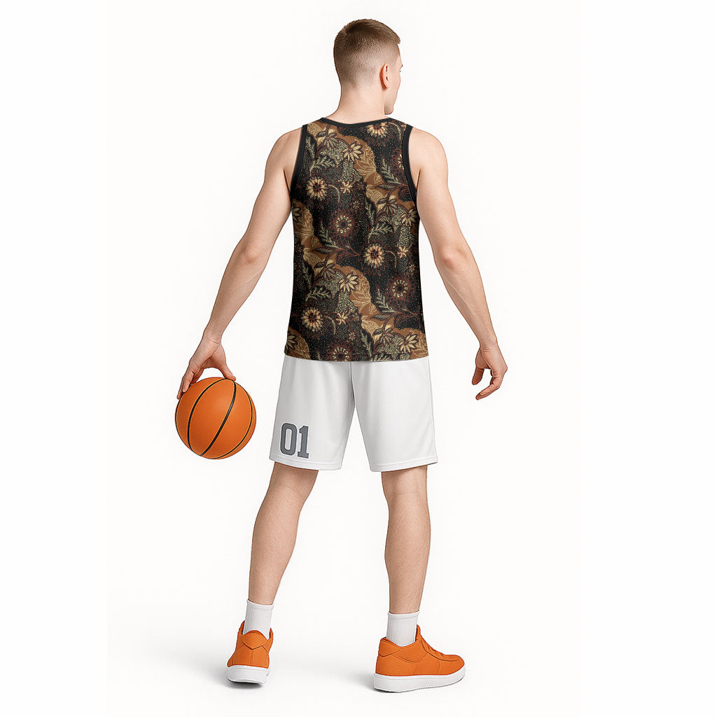 Batik Pedalaman Semen Lereng Style Basketball Jersey Indonesian Traditional Pattern LT01 - Polynesian Pride