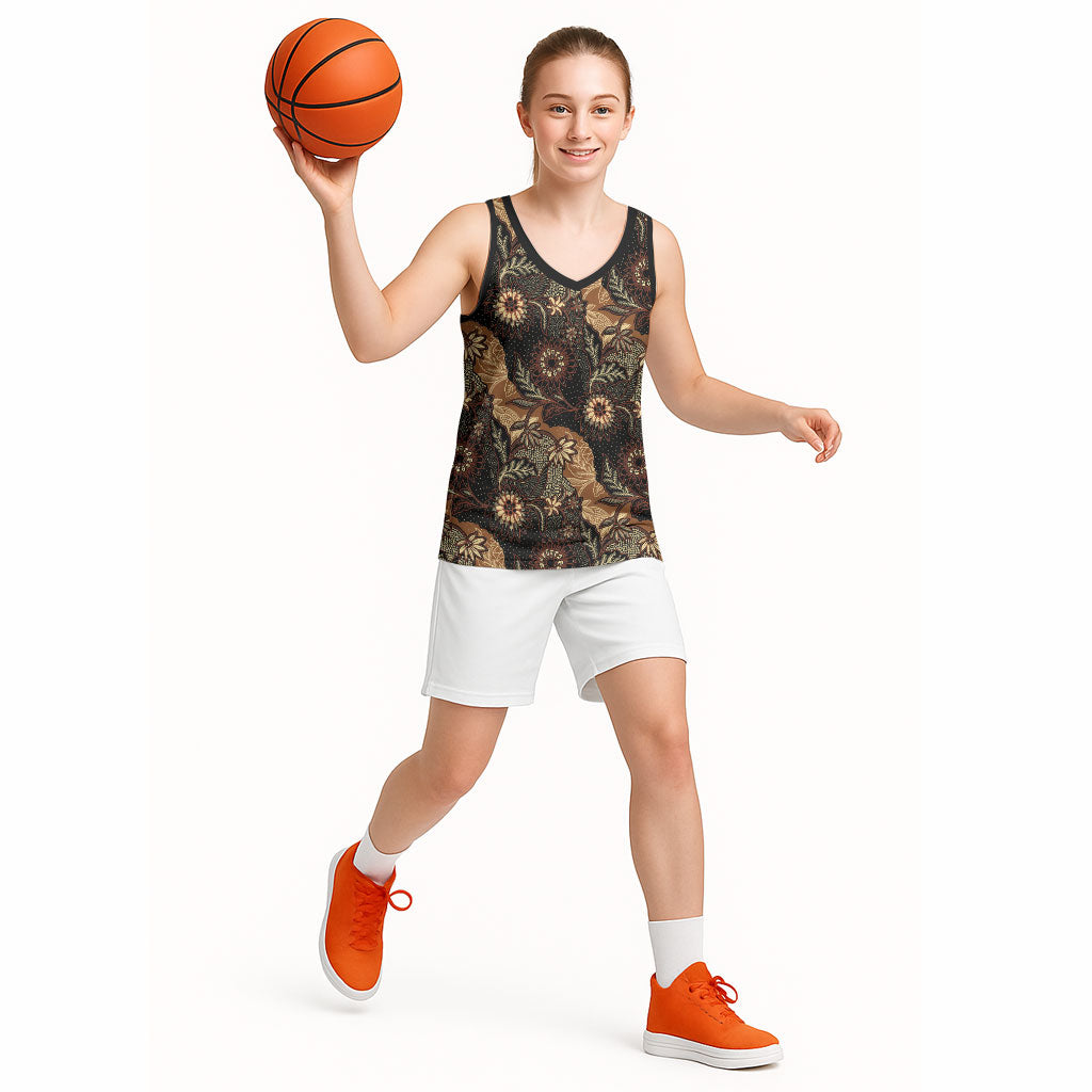 Batik Pedalaman Semen Lereng Style Basketball Jersey Indonesian Traditional Pattern LT01 - Polynesian Pride