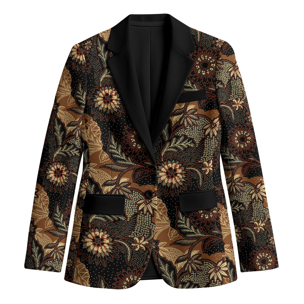 Batik Pedalaman Semen Lereng Style Blazer Indonesian Traditional Pattern LT01 Unisex Black - Polynesian Pride