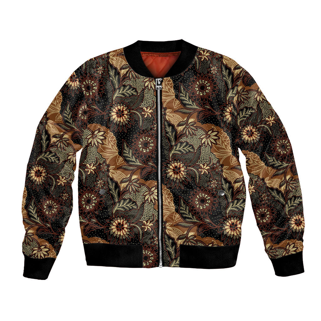 Batik Pedalaman Semen Lereng Style Bomber Jacket Indonesian Traditional Pattern LT01 Unisex Black - Polynesian Pride