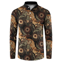 Batik Pedalaman Semen Lereng Style Button Sweatshirt Indonesian Traditional Pattern LT01 Black - Polynesian Pride