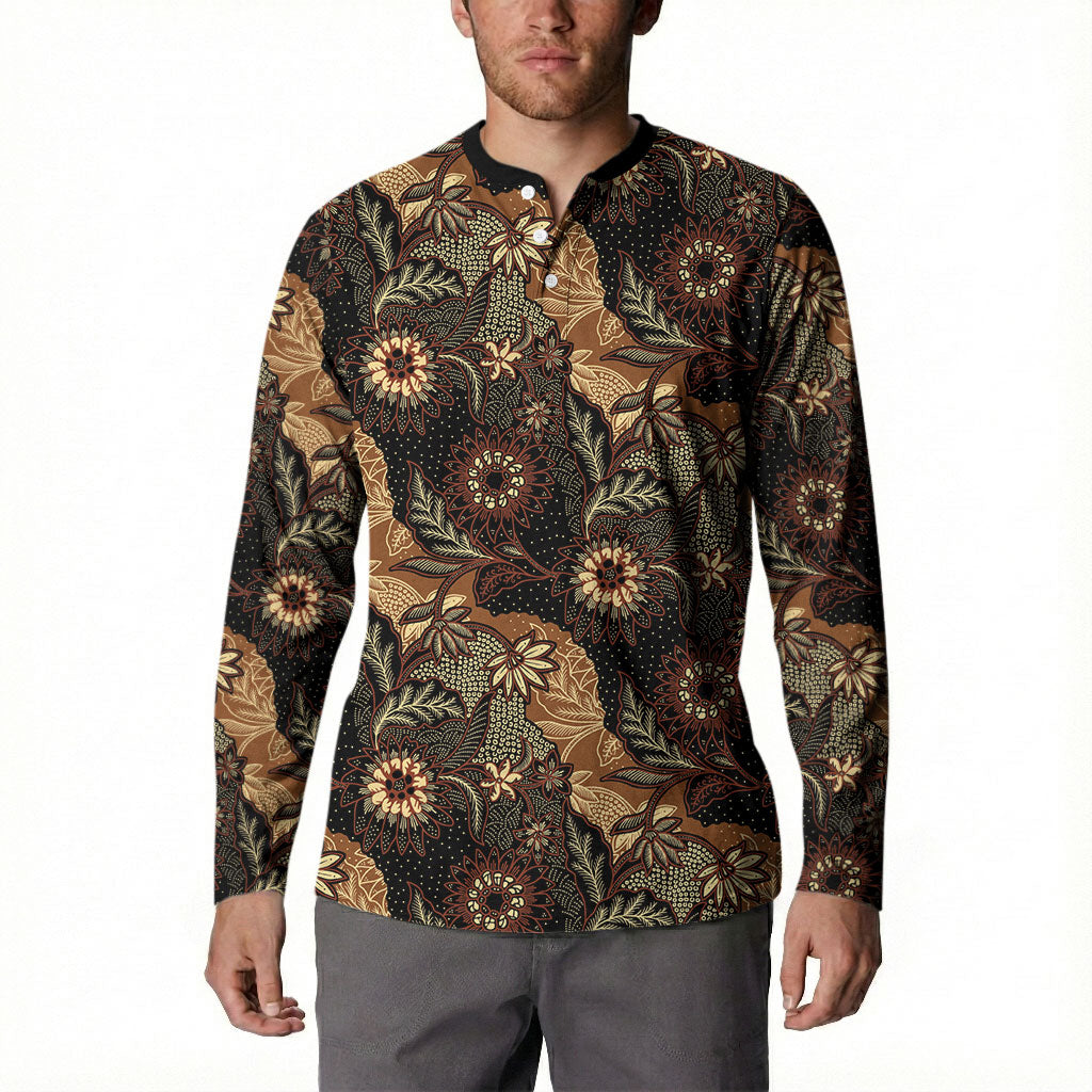 Batik Pedalaman Semen Lereng Style Button Sweatshirt Indonesian Traditional Pattern LT01 - Polynesian Pride