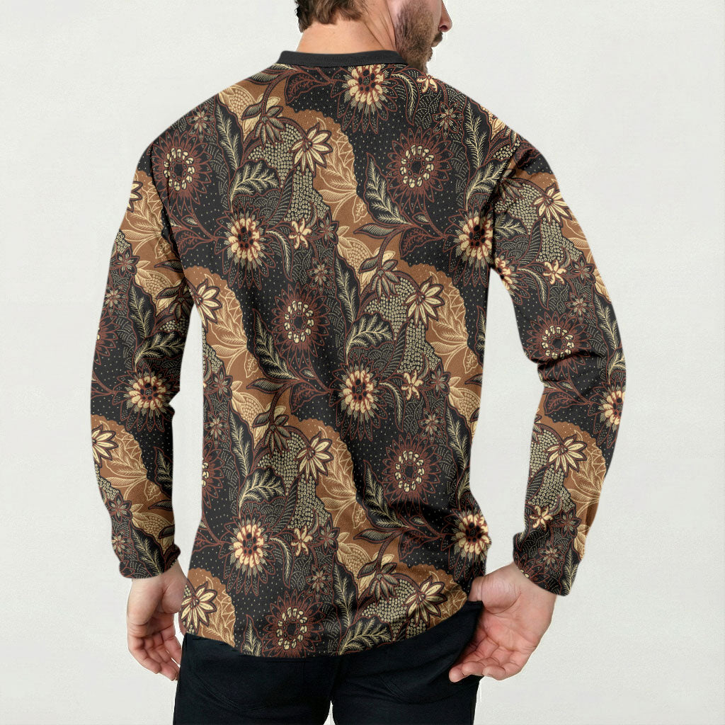 Batik Pedalaman Semen Lereng Style Button Sweatshirt Indonesian Traditional Pattern LT01 - Polynesian Pride