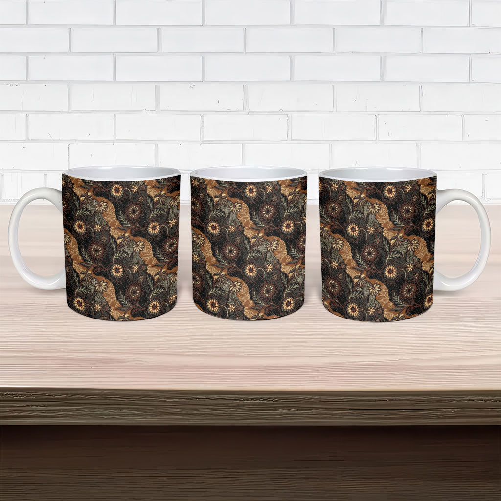 Batik Pedalaman Semen Lereng Style Ceramic Mug Indonesian Traditional Pattern LT01 - Polynesian Pride